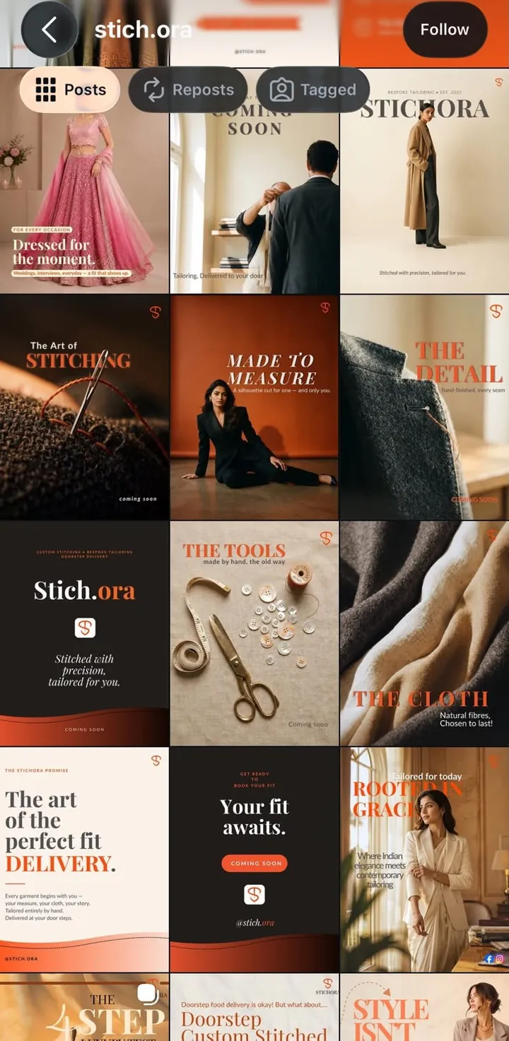Stichora bespoke tailoring Instagram feed